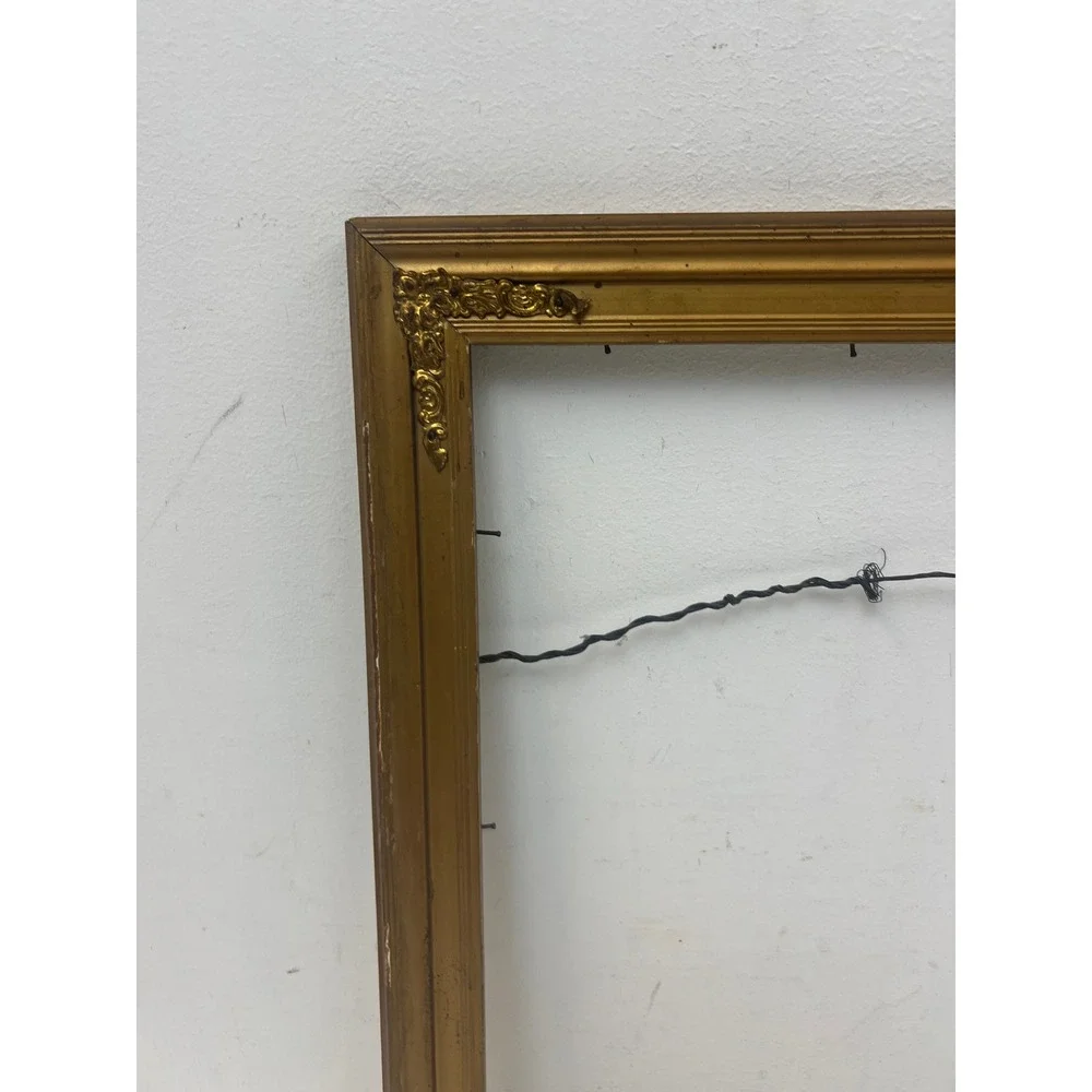 Antique Gold Gilt Picture Frame Ornate Vintage Wood Victorian Decor Fits 13x16